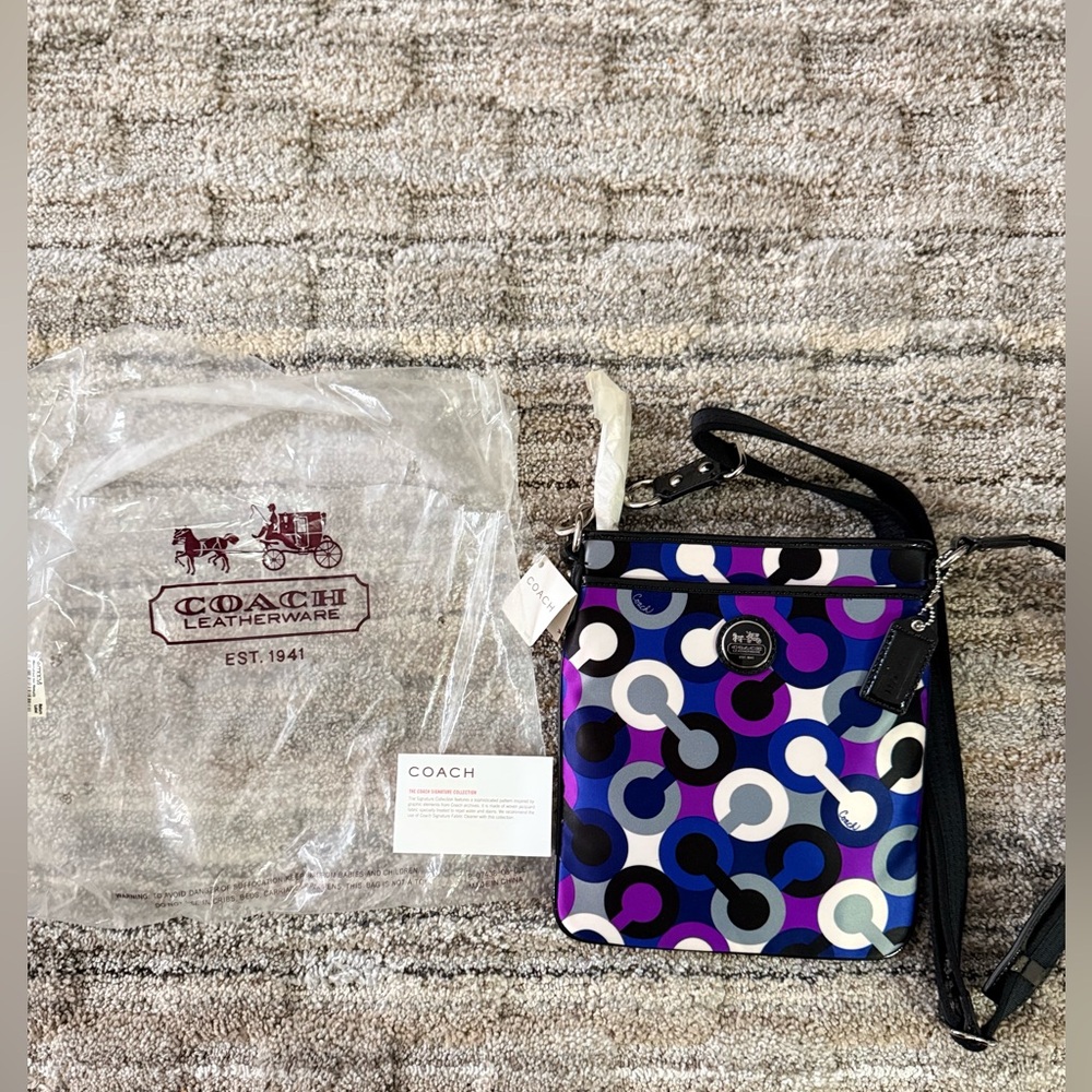 Coach Women's Blue and Purple Crossbody Signature Collection Bag